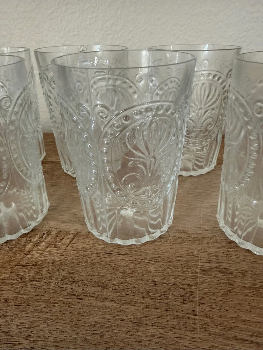 Clear Vintage Looking Embossed Glass Tumbler Set - 6 Pack
